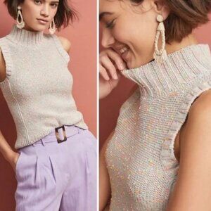 Anthropologie Mock Neck Sleeveless Sweater
